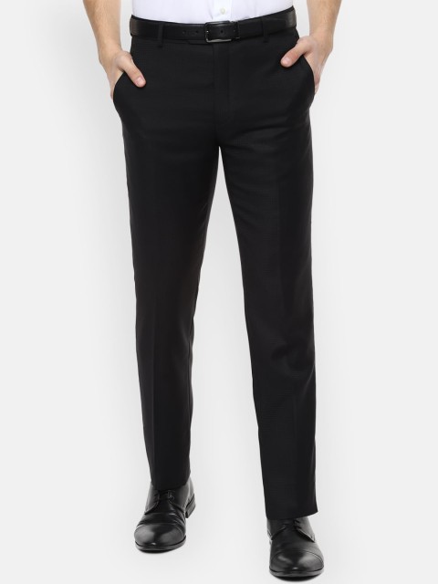 

Van Heusen Men Black Slim Fit Checked Formal Trousers