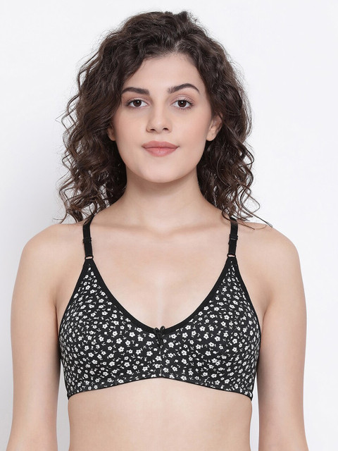 

Clovia Black & Off-White Printed Non-Wired Non Padded Everyday Bra BR1478X1332B