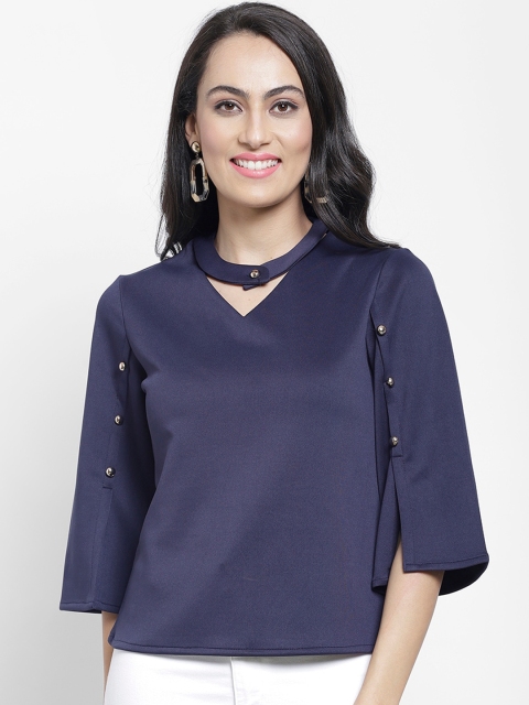 

NIXX Women Navy Blue Solid Top