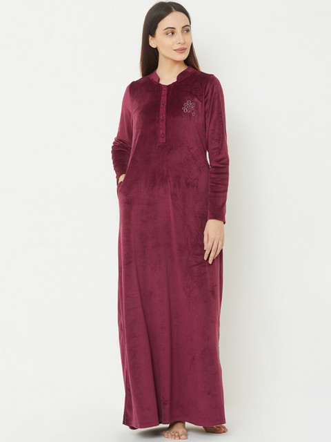 

Sweet Dreams Burgundy Solid Nightdress 2490GT