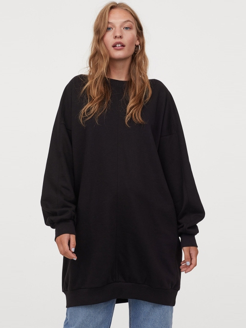 

H&M Women Black Sweatshirt Dress
