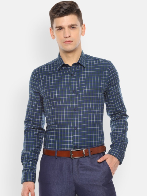 

Louis Philippe Men Blue Slim Fit Checked Formal Shirt