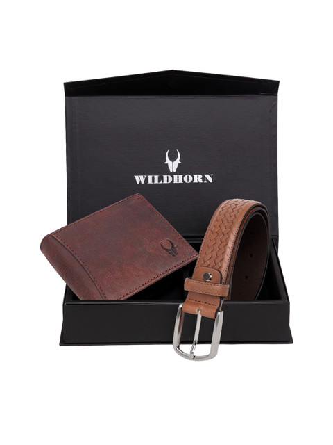 

WildHorn Men Brown RFID Protected Genuine Leather Accessory Gift Set