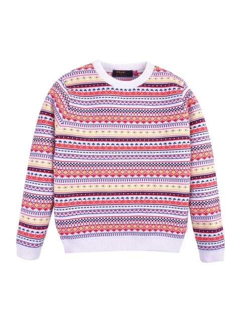 

RVK Girls Pink Self Design Cardigan Sweater
