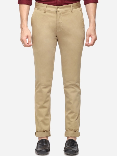 

Greenfibre Men Khaki Slim Fit Solid Regular Trousers