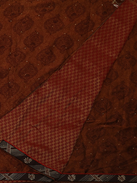 

Pothys Brown Printed Poly Georgette Saree