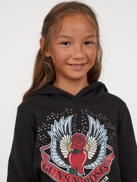

H&M Girls Black & Red Printed Hoodie