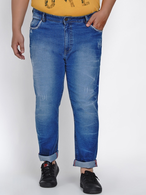 

John Pride Men Blue Regular Fit Mid-Rise Mildly Distressed Stretchable Jeans