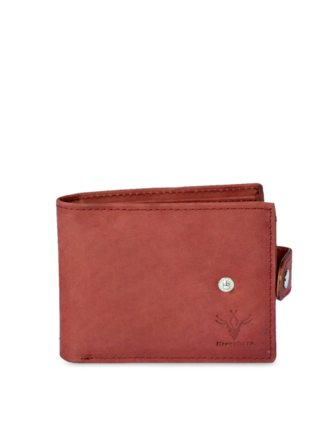 

Krosshorn Men Brown Solid Two Fold Wallet