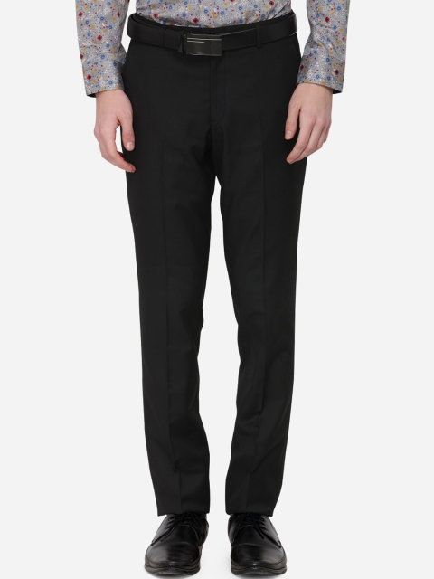 

JADE BLUE Men Black Skinny Fit Self Design Formal Trousers