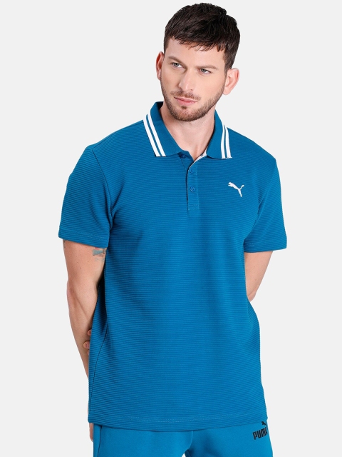 

Puma Men Blue Solid Polo Collar T-shirt