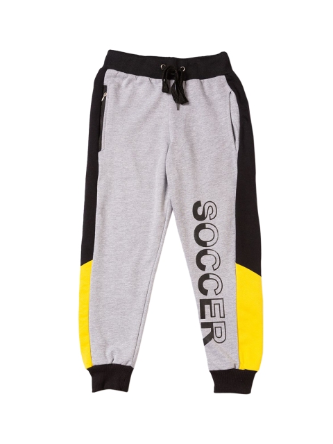 

RAINE AND JAINE Boys Grey Melange Printed Joggers
