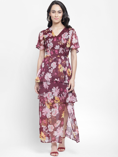 

NIXX Women Burgundy Printed Maxi Dress