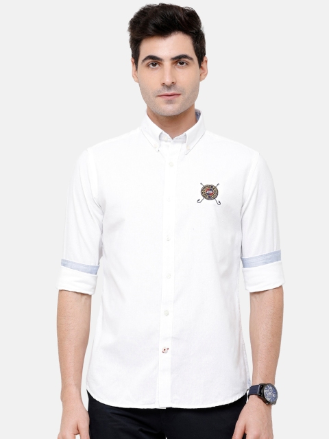 

Double Two Men White Comfort Slim Fit Solid Casual Shirt