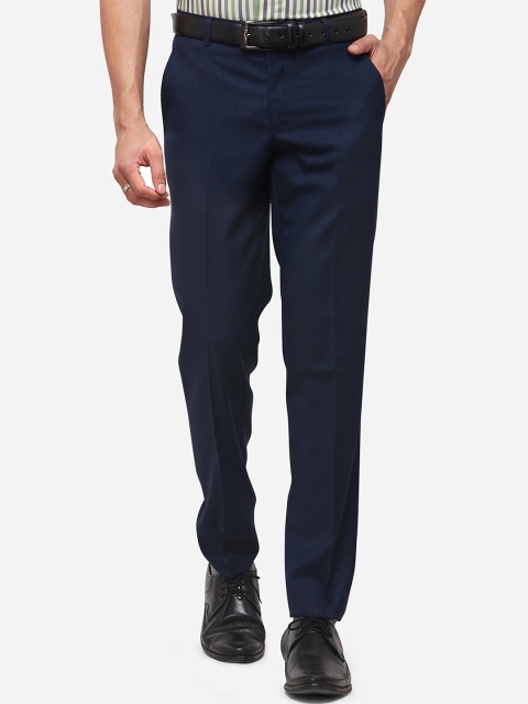 

JADE BLUE Men Navy Blue Skinny Fit Solid Formal Trousers