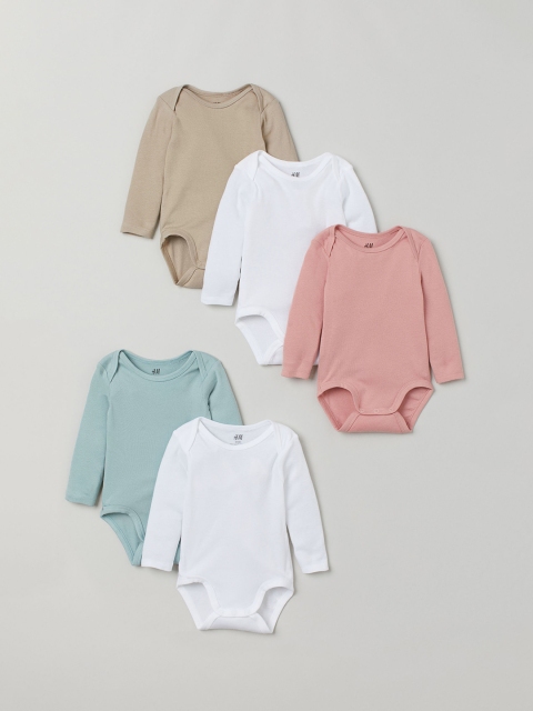 

H&M Kids Solid 5-Pack Bodysuits, White