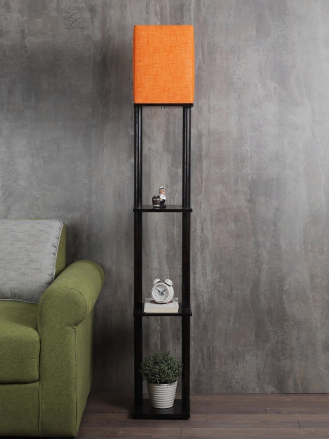 

SANDED EDGE Orange & Black Solid Contemporary Floor Lamp with Shade