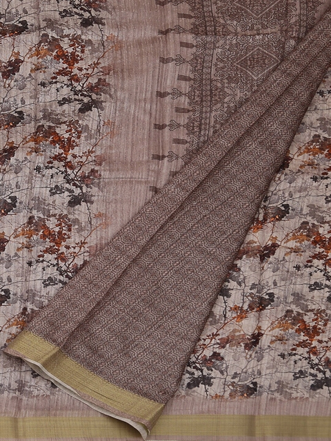 

Pothys Grey Printed Jute Silk Saree
