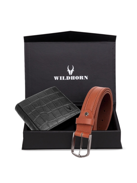 

WildHorn Men Black & Brown RFID Protected Genuine Leather Accessory Gift Set