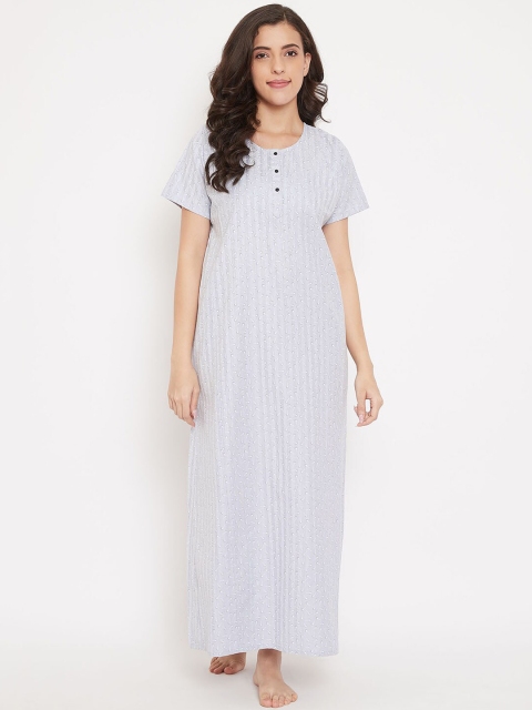 

The Kaftan Company Grey Floral Printed Nightdress