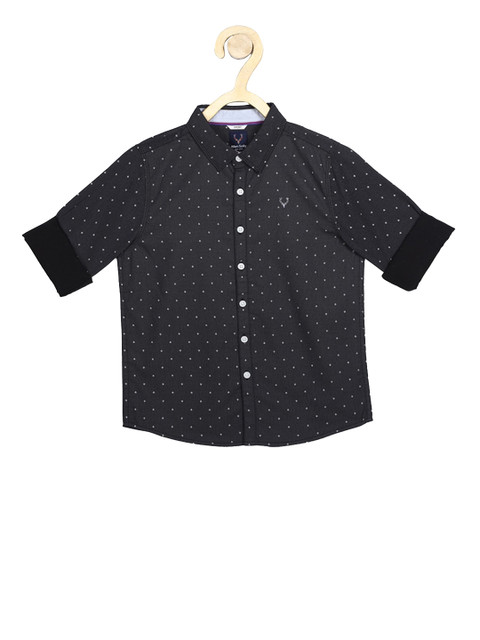 

Allen Solly Junior Boys Black Slim Fit Printed Casual Shirt