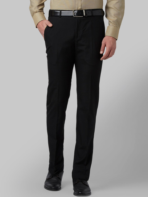 

Park Avenue Men Black Slim Fit Solid Formal Trousers