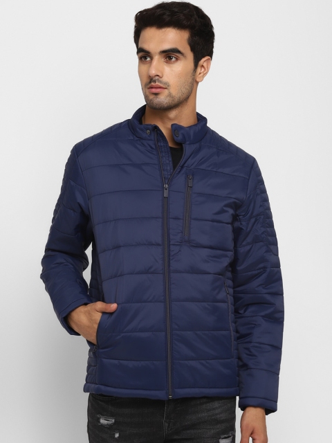 

METTLE Men Navy Blue Solid Padded Jacket