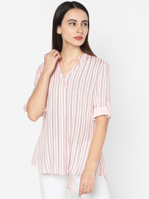 

Deal Jeans Women Coral Red & Off White Shirt