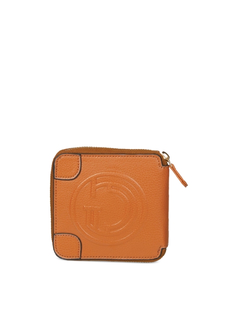 

THE GUSTO Women Tan Brown Solid Zip Around Wallet