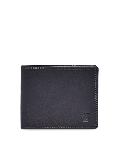 

TRENDERS Men Black Solid Leather Two Fold Wallet