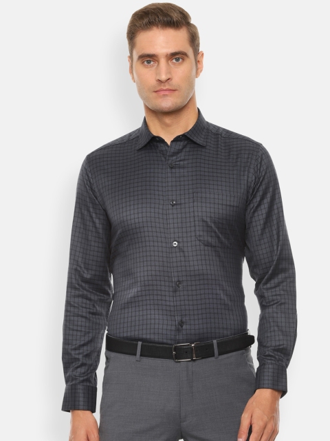 

Louis Philippe Men Grey Slim Fit Checked Formal Shirt