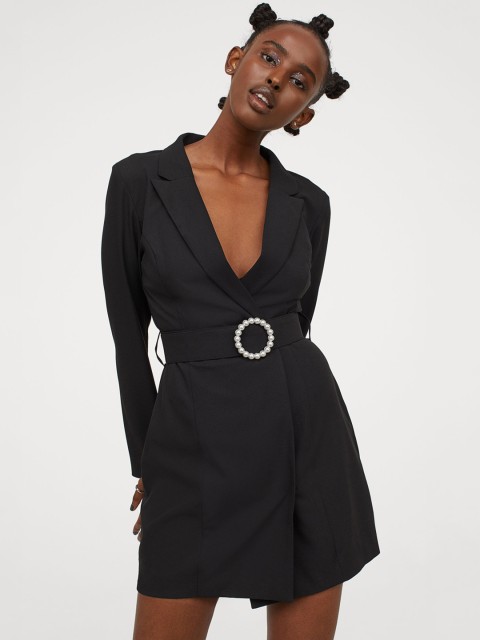 

H&M Women Black Jacket Dress