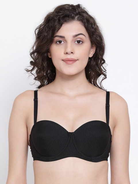 

Clovia Black Printed Underwired Lightly Padded Balconette Bra BR2080R1332B