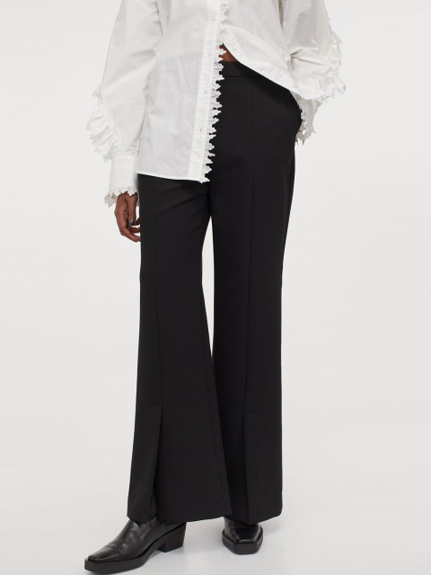 

H&M Women Black Solid Flared Trousers