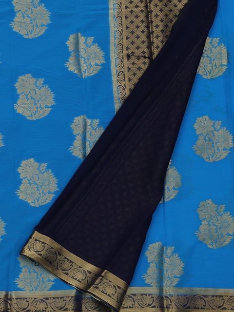 

Pothys Blue Printed Poly Georgette Saree