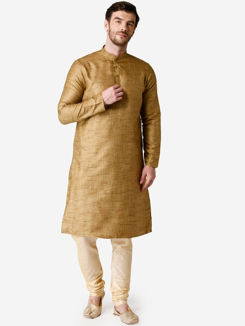 

TABARD Men Beige Woven Design Straight Kurta