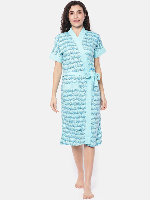 

Red Rose Women Blue Printed Bath Robe