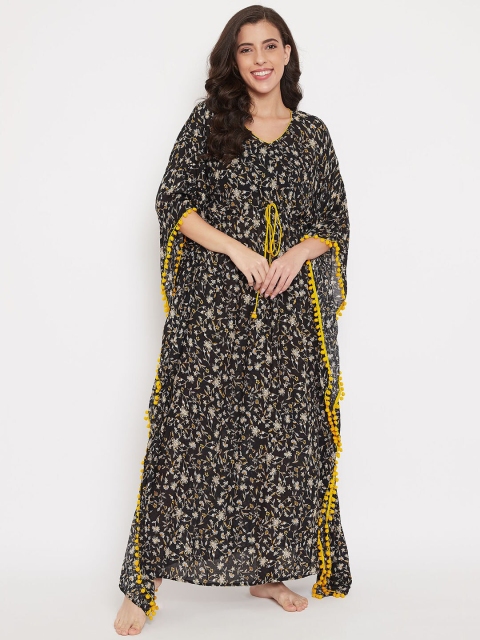 

The Kaftan Company Black Printed Nightdress