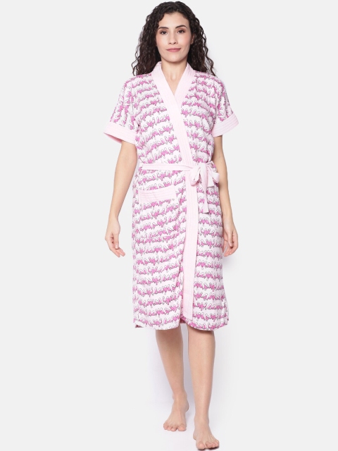 

Red Rose Women Pink Printed Bath Robe