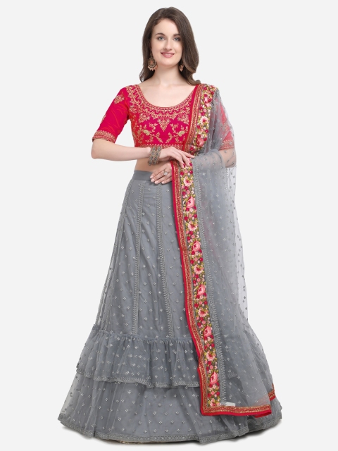 

RIYA Grey Semi-Stitched Lehenga & Blouse with Dupatta