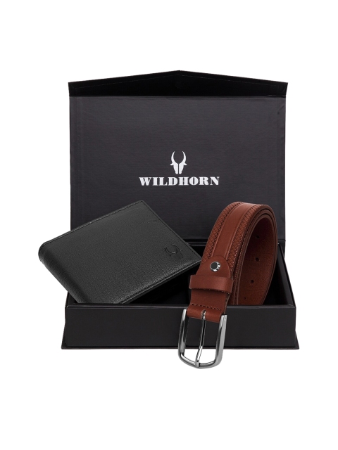

WildHorn Men Black & Brown RFID Protected Genuine Leather Accessory Gift Set