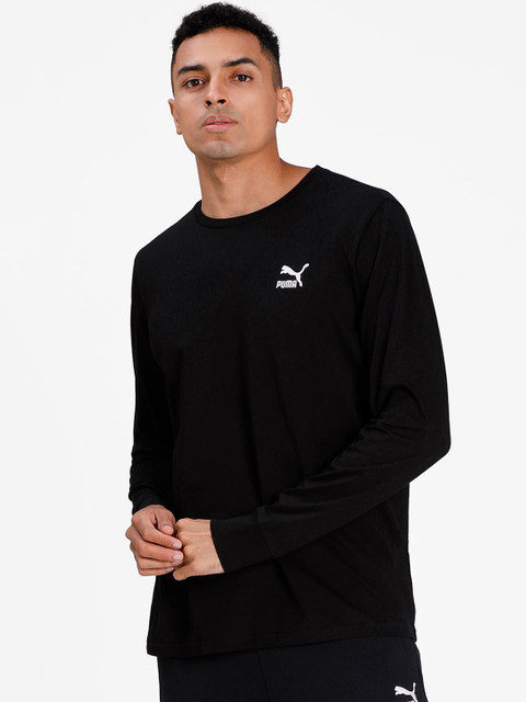 

Puma Men Black Solid Round Neck T-shirt