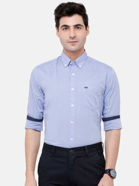 

Double Two Men Blue Comfort Slim Fit Solid Casual Shirt