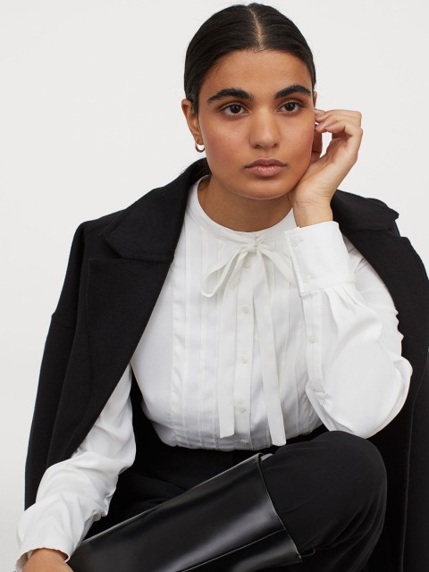 

H&M White Tie-Top Blouse