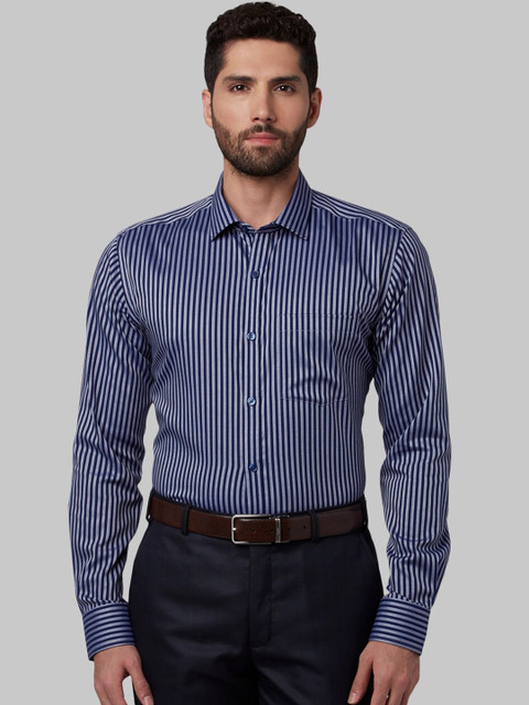 

Park Avenue Men Navy Blue Slim Fit Striped Formal Shirt