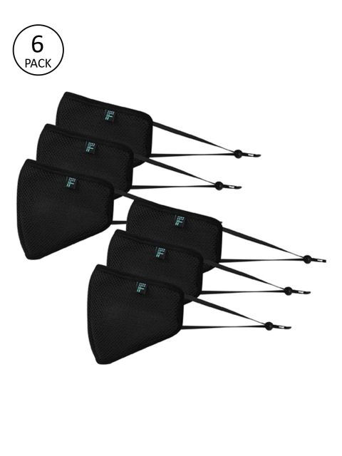 

THE BEAR HOUSE Men Pack Of 6 Black 6-Ply Reusable Adjustable Respirator Masks