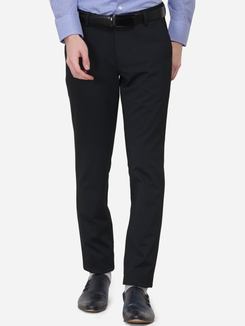 

JB STUDIO Men Navy Blue Slim Fit Self Design Regular Trousers