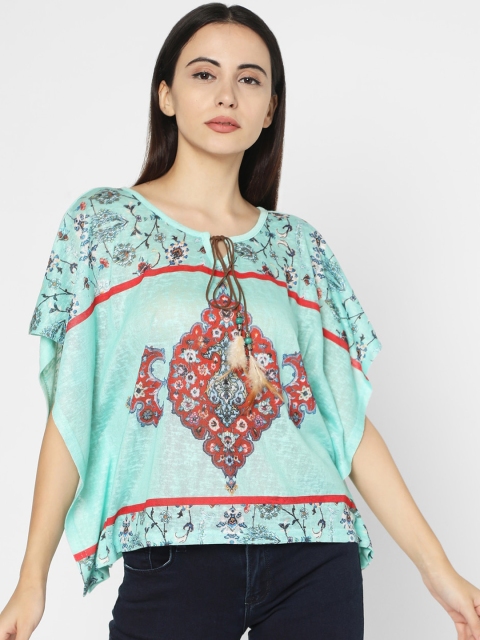 

Deal Jeans Women Sea Green Printed Kaftan Top