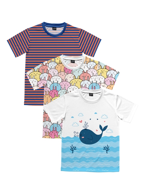 

mezmoda Boys Multicoloured Pack of 3 Printed Round Neck T-shirt, Multi
