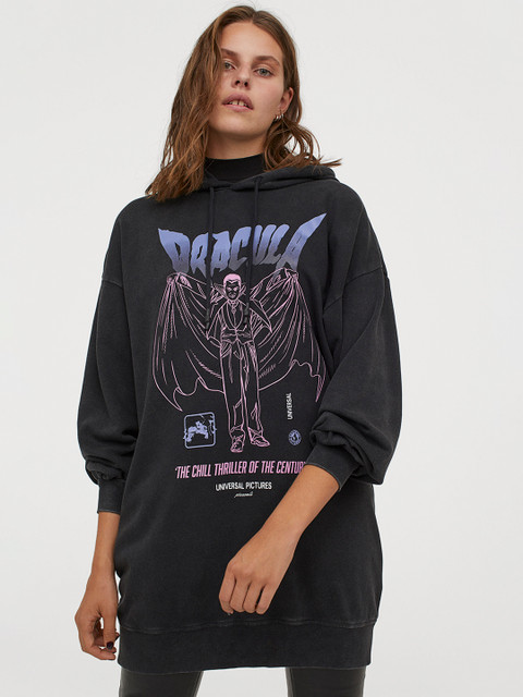 

H&M Women Black Sweatshirt Dress